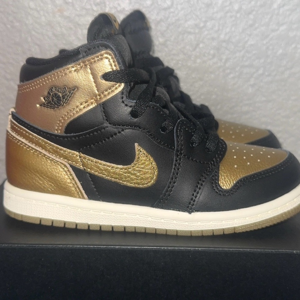 Black and Gold High-Top Jordan 1’s
